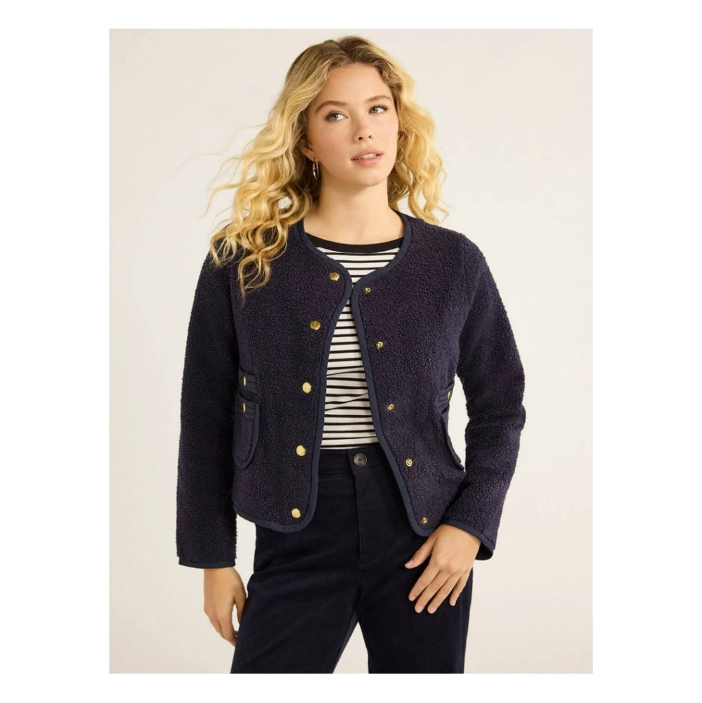 Free Assembly Navy Teddy Jacket, Size Small
